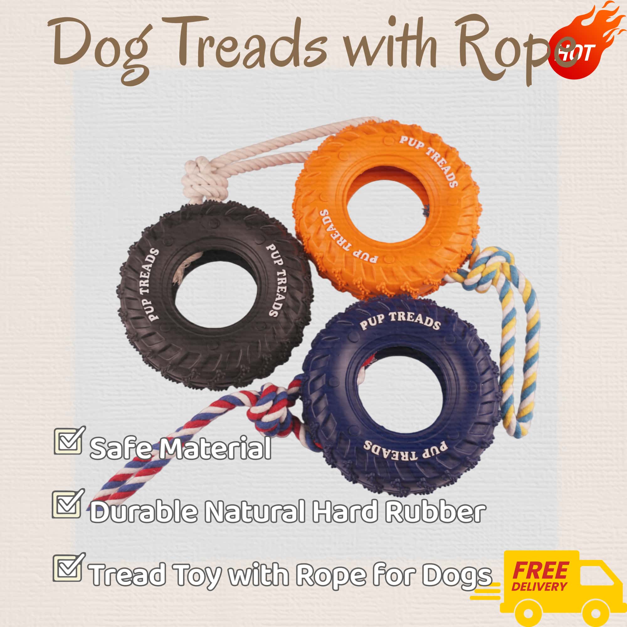PAWZLE 15cm Dog Treads with Rope